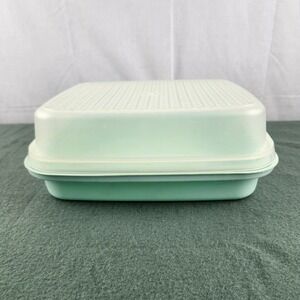 Vintage Tupperware Marinade Container w/ Lid Meat Tenderizer Mint green